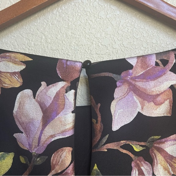 Luxology Women’s 16 Metallic Floral ALine Cocktail Party Dress Black Multicolor - Picture 5 of 6